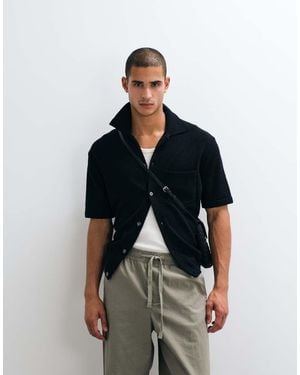 ARKET Cotton Rich Short Sleeve Polo Shirt - Black