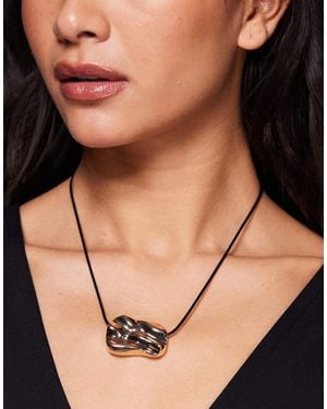 ALDO Zayna Molten Coin Cord Necklace - Black
