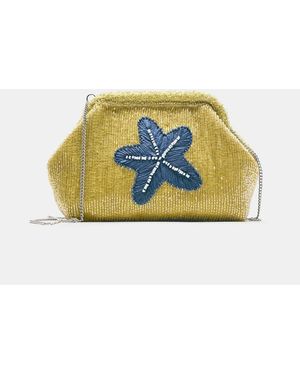 Pull&Bear Beaded Clutch Bag - Blue