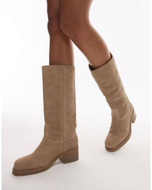 Bronx – ky-ley – kniehohe cowboystiefel aus gewaschenem wildleder - Natur