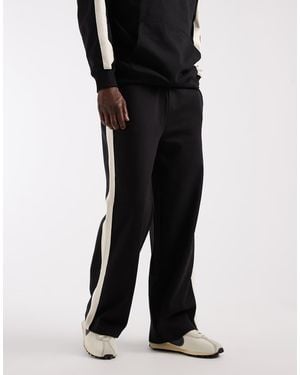 Threadbare Joggers Negros De Pernera Ancha Con Franja Lateral De