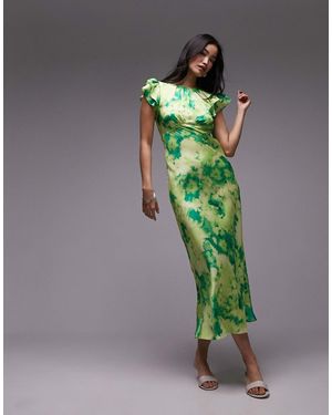 TOPSHOP Bust Seam Detail Midi Dress - Green