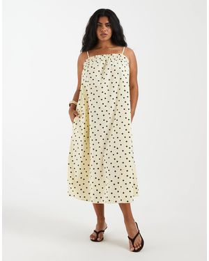Pieces Plus Pieces curve – maxi-trägerkleid aus baumwolle - Natur