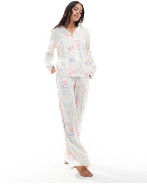Threadbare Tile Print Pajama Set - White