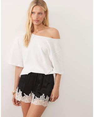 Nobody's Child Virgo Satin Lace Trim Shorts - White
