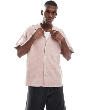 Jack & Jones Jacquard Short Sleeve Shirt - Pink