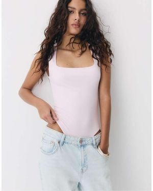 Stradivarius Body Van Polyamide Met Vierkante Halslijn - Wit