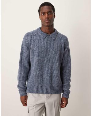 ASOS Maglione Pesante Squadrato Oversize Lavorato A Trecce Mélange - Blu