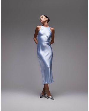 & Other Stories Bias Cut Satin Midi Dress - Blue