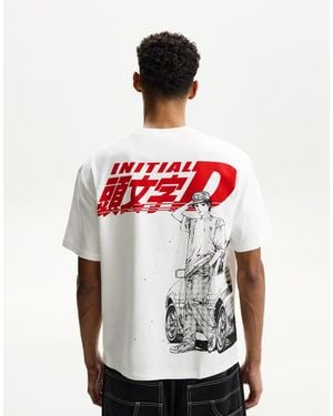Bershka Initial D Print Short Sleeve T-shirt - Red