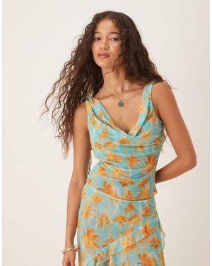 Wild Lovers Sweet Escape Palm Print Mesh Beach Top Co-ord - Green