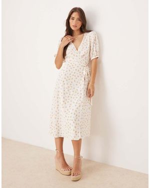 Glamorous V Neck Short Sleeve Mini Dress - Natural