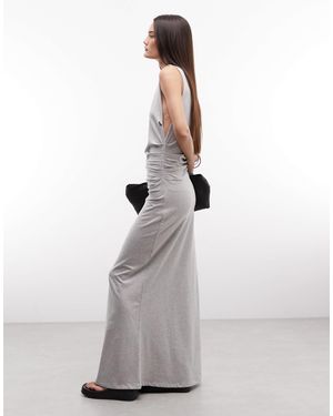 Weekday Dropped Armhole Maxi Dress With Ruched Detail - Grey