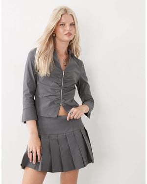 Collusion Tailored Bengaline Mini Kilt Co-ord - Gray