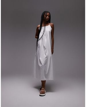 ARKET Pure Cotton Poplin Maxi Beach Dress With Spaghetti Straps - Gray