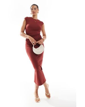 Pull&Bear Polyamide Open Back Midi Dress - Red