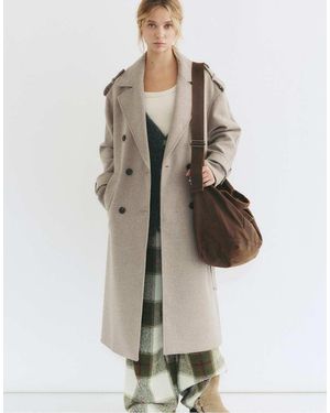 Pull&Bear Belted Trench Coat - Natural