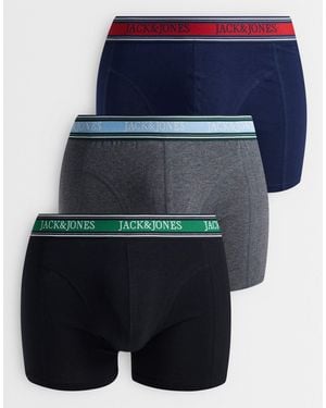 Jack & Jones 3 Pack Of Boxers With Contrast Waistband - Blue