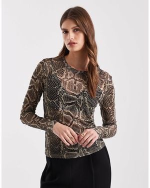 Vero Moda Sheer Long Sleeve Mesh Top - Gray