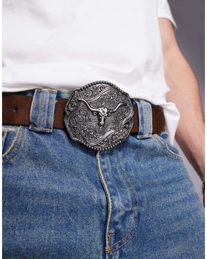 ASOS Ram Statement Buckle Belt - Blue