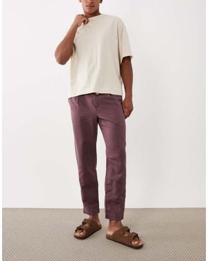 Mango 100% Linen Straight Fit Trousers - Natural