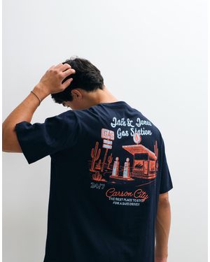Jack & Jones Gas Station Back Print T-shirt - Blue