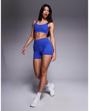 4505 3 Inch High Waist Running Shorts With Zip Phone Pocket - Blue