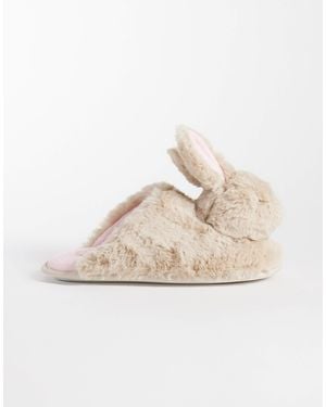 Boux Avenue Fluffy Bunny Slippers - Natural