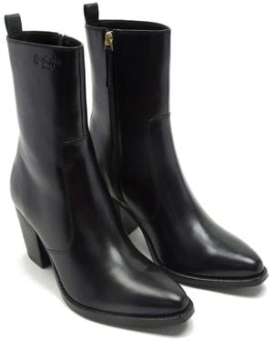 OFF THE HOOK Botines Negros De Tacón Alto Para Mujer Con Cremallera De Cuero Premium Tower De