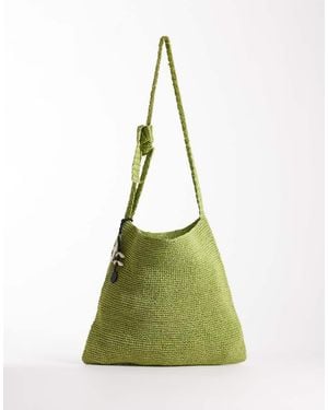 Free People Coastal Crush Straw Tote Bag - Green