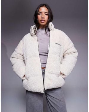 ASOS Weekend Collective Padded Borg Coat - Grey