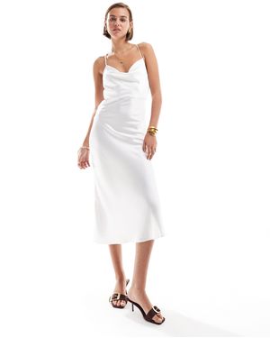 Object – midi-trägerkleid aus satin - Weiß