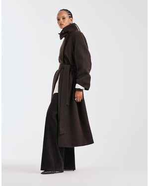 ASOS Premium Brushed Wool Blend Oversized Funnel Neck Coat - White