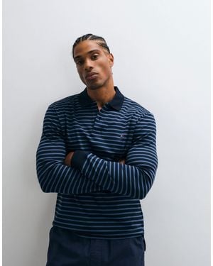 Tommy Hilfiger Flag Logo Long Sleeve Polo Shirt - Blue