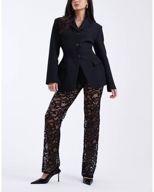 ASOS Sheer Lace Slim Flare Pants - White