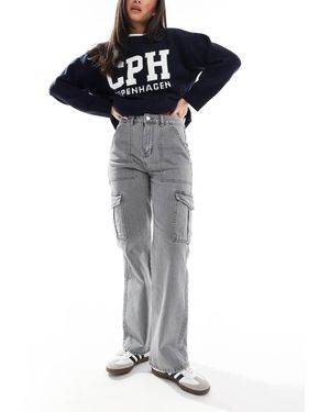 Don't Think Twice Dtt Molly High Waist Wide Leg Cargo Jeans - Black
