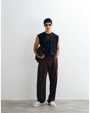 ASOS Joggers Marrones De Pernera Ancha Con Pinzas-Violeta - Azul