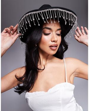 ASOS Cowboy Hat With Diamante Fringe - Black