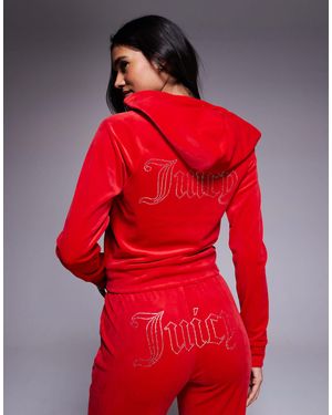 Juicy Couture Madison Co-ord Zip Up Velour Hoodie - Red