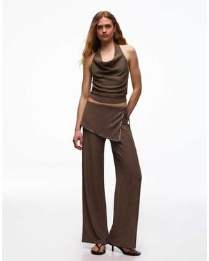 Bershka Trousers With Sequin Overskirt - Brown