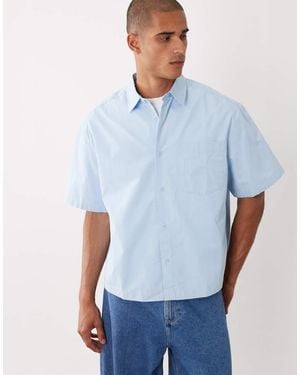 ASOS Boxy Oversized Poplin Shirt - Blue