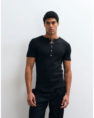 ASOS Muskelshirt mit henley-knopfleiste und druckknöpfen - Schwarz