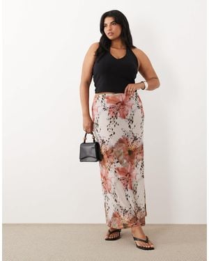 ASOS Asos Design Curve Sheer Mesh Maxi Skirt - Multicolor