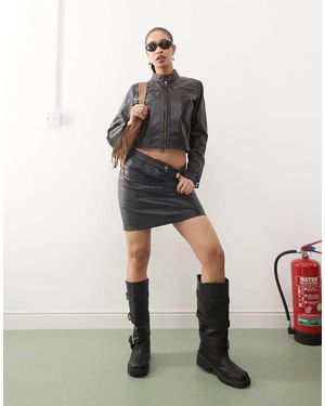 Barneys Originals Real Leather Mini Skirt - White