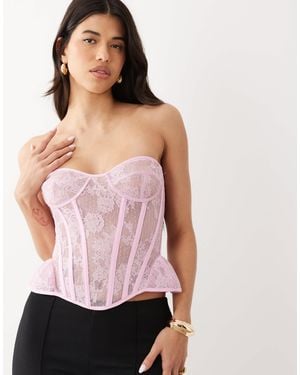 Bardot Cristo Premium Strapless Sculpting Lace Bustier Corset Top - Pink