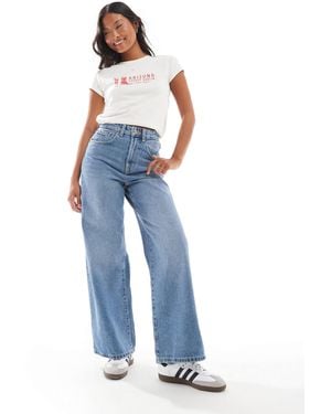 Only Petite Hope High Waisted Wide Leg Jeans - Blue