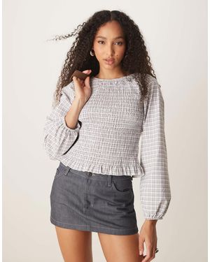 ASOS Top froncé à carreaux - marron - Gris