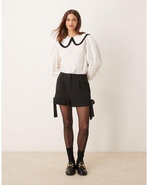 Miss Selfridge Pantaloncini Sartoriali Neri Con Fiocchi - Nero