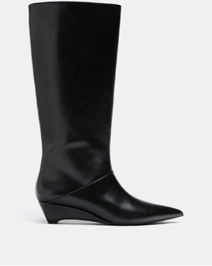 Stradivarius Stiefel mit hohem schaft und keilabsatz - Schwarz