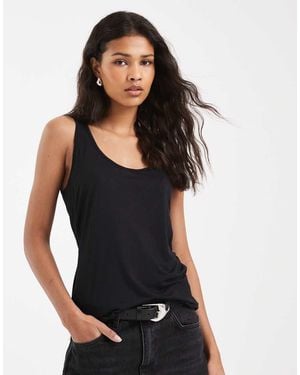 ASOS Semi Sheer Plunge Scoop Neck Tank - Black